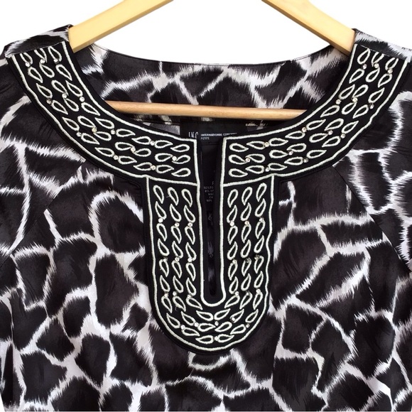INC International Concepts Petite Embroidered Black White Tunic Size P NEW - Picture 5 of 7